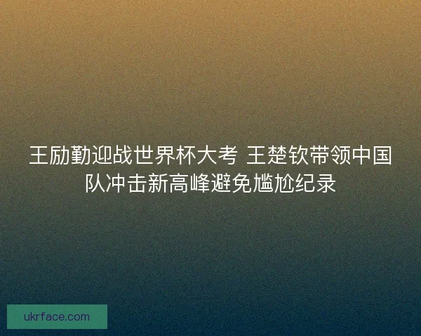 王励勤迎战世界杯大考 王楚钦带领中国队冲击新高峰避免尴尬纪录